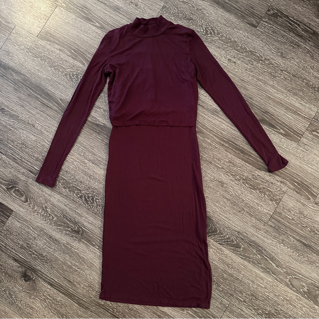 Ripe Ruby Rib Nursing Dress Maroon